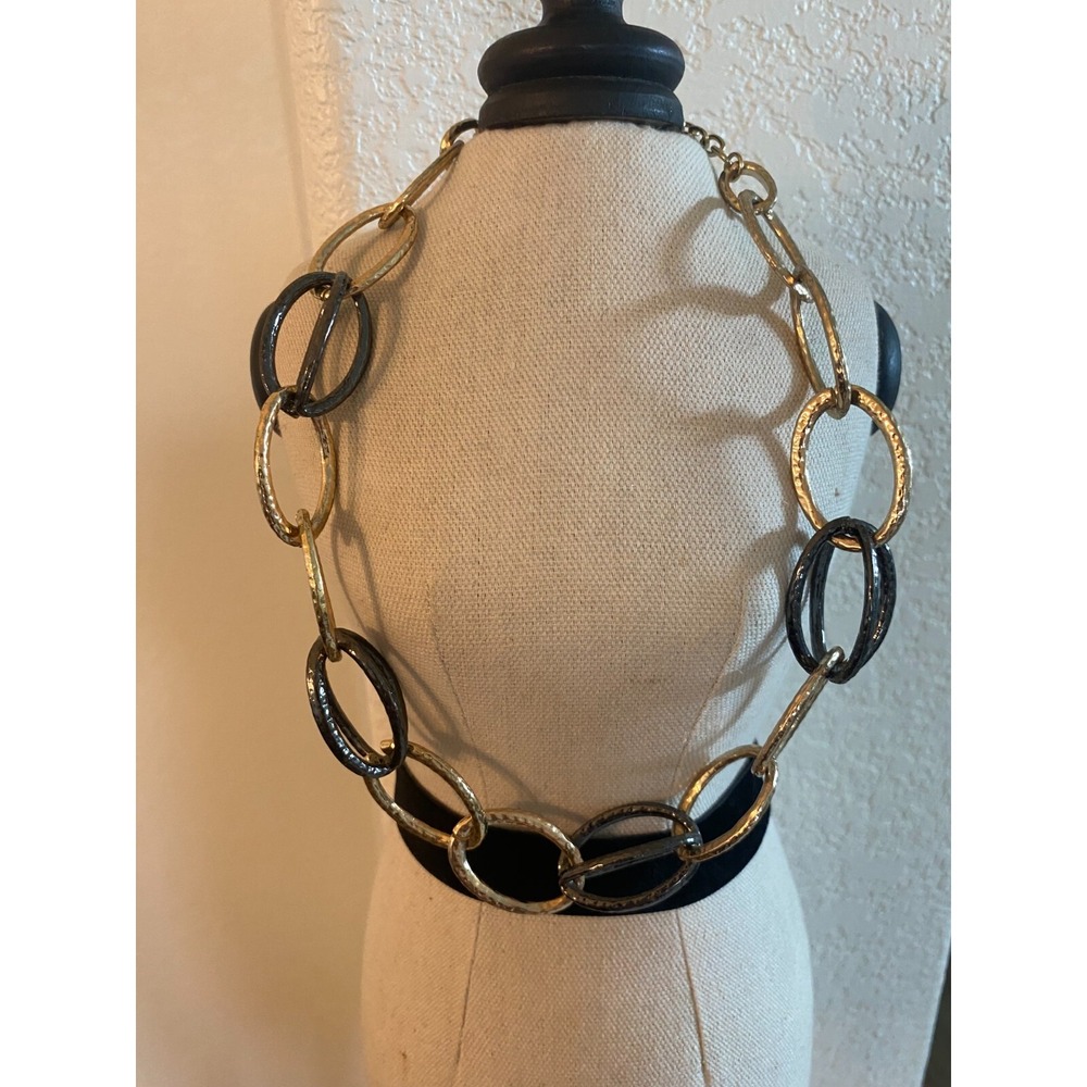 Women's Gold and Black Tone Chain Necklace‎ by Graziano 22 inch